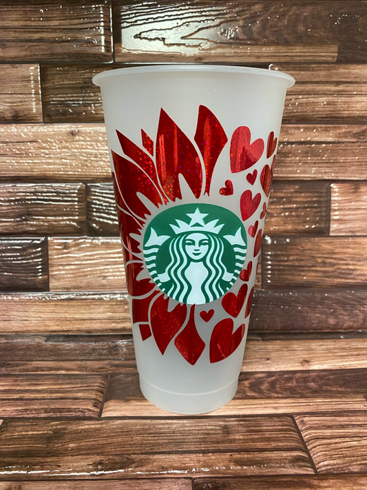 Starbucks Cup Sunflower With Hearts